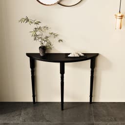 French Solid Wood Console Tables Minimalist Semicircle Entryway Table Narrow European Hall Furniture Black Slim Wall Sofa Tables
