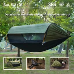 3-in-1 Outdoor Sunshade Mosquito Net Hammock, Silver-Coated Sun-Protection Camping Mosquito-Proof Hammock