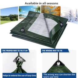 Heavy Duty Tarp Cover Waterproof Tarpaulin UV Resistant Protective Cover with Grommet for Garden Porch Emergency Rain Shelter