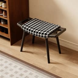 French Retro Solid Wood Vanity Stool, Mid-Century Makeup Chair for Bedroom Entryway Shoe Changing