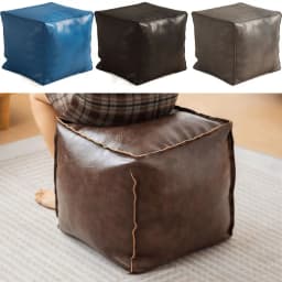 Light Luxury Non-Slip Storage Stool Waterproof Large Capacity Unstuffed Cushion Cover No Fillings Square Leather Pouf Bedroom