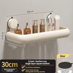 Suction Cup Bathroom Towel Rack Space Aluminum Wall-Mounted Minimalist Multi-Functional Storage Shelf No Drilling Required