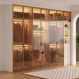 Clothes Closet Armario De Ropa Customized ENF Grade Solid Wood Glass Door Wardrobe Cloakroom Storage Locker Bedroom Furniture