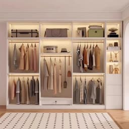 Clothes Closet Armario De Ropa Customized ENF Grade Solid Wood Glass Door Wardrobe Cloakroom Storage Locker Bedroom Furniture