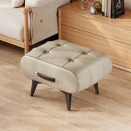 Small stool oil wax leather home door soft bag stool entry shoe stool light luxury simple living room foot pedal shoe