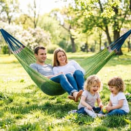 Ice Mesh Hammock with Curved Stick Anti Rollover Outdoor Swing Camping Travel Backyard Picnic Heavy Duty Portable