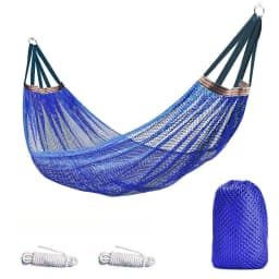 Ice Mesh Hammock with Curved Stick Anti Rollover Outdoor Swing Camping Travel Backyard Picnic Heavy Duty Portable