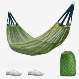 Ice Mesh Hammock with Curved Stick Anti Rollover Outdoor Swing Camping Travel Backyard Picnic Heavy Duty Portable