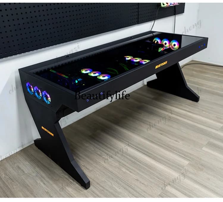 A68 Computer chassis integrated table, two hosts can be installed for two people, cool large chassis table,