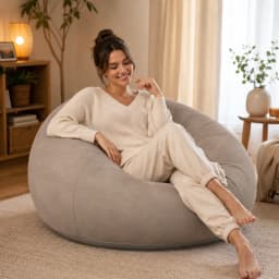 Inflatable Flocked Bean Bag Chair, Portable Air Sofa Lounge Seat for Bedroom Living Room Dorm Reading Gaming Relaxation