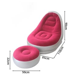 2 IN 1 Inflatable Sofa with Stool Soft Flocking Ergonomic Lounge Chair Fast Inflation Foldable Portable Waterproof PVC Sofa