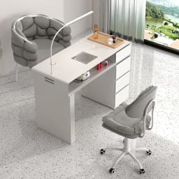 Luxury Classic Nail Table With Light Modern Marble Top Nordic Nail Desk European Aesthetic Table Manucure Nail Salon Furniture