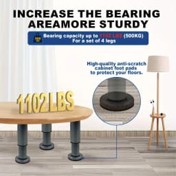 Heavy Duty Adjustable Furniture Legs - Tool-Free Height Adjustment (4.72" to 16.5" /12-42cm), Sturdy Metal Construction