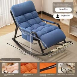Double Rocking Chair Adults Casual Sleeping for Home Use, Nap Lounge Chair Balcony Living Room Lazy Person Leisure Chair