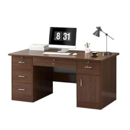 Modern Wooden Computer Desk with Multi-Tier Storage Shelves Bookshelf Modern Office Desk for Home Study or Bedroom Study Desk