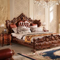 Beauty Simple Bed Leather Princess Adult Aesthetics Design Square Bed Queen Sleeping Modern Ergonomic Muebles Unique Furniture