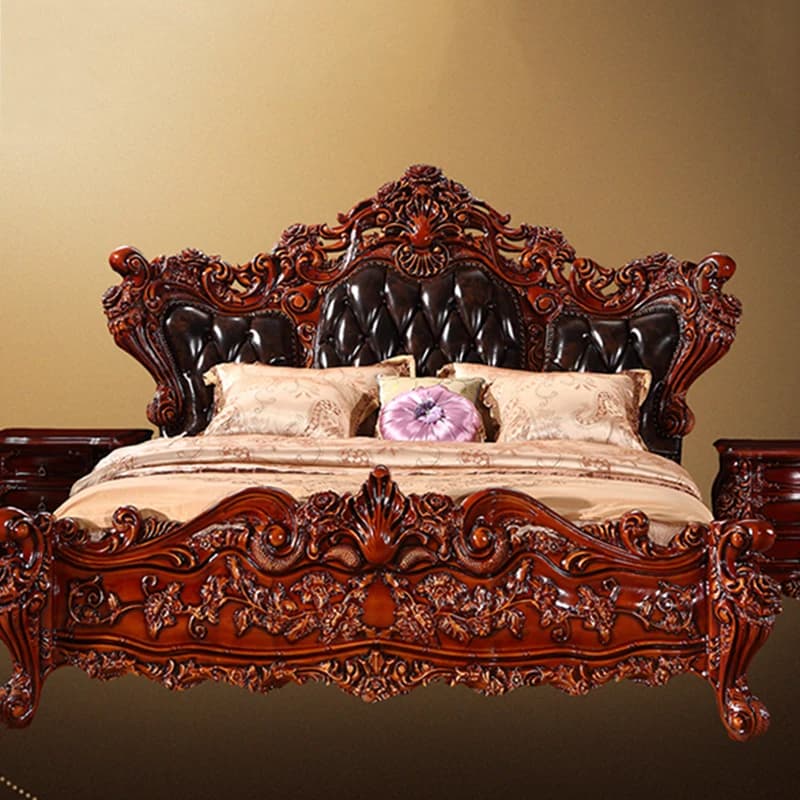 Beauty Simple Bed Leather Princess Adult Aesthetics Design Square Bed Queen Sleeping Modern Ergonomic Muebles Unique Furniture