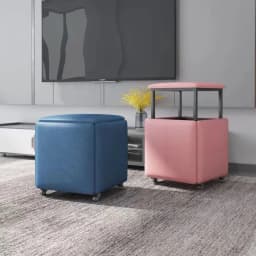 -For Small Velvet Seat Storage Foldable Leather 5 in 1 Home Modern Stools Ottomans Living Room Interior Chairs Sets&