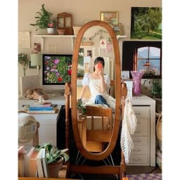 Korean Blogger Ins Style Floor Mirror Bedroom Retro French Medieval Style Dressing Mirror Source Factory One Piece Wholesale