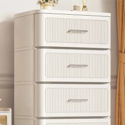 Drawer-Type Plastic Nightstand, No-Assembly 5-Drawer Storage Cabinet, Thickened Multi-Layer Movable Organizer for Bedroom