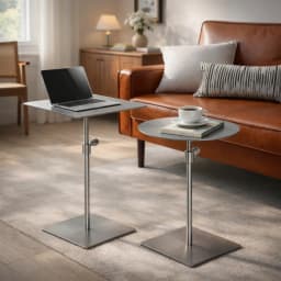 Adjustable Height Side Table Stainless Steel Movable Round Coffee Table Sofa Corner Table Multi Functional Furniture