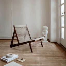 ZHome Designer Balcony Leisure Chair Solid Wood Retro Chair Nordic Living Room Rope Braided Solitary Wind Single Sofa Floor Chai