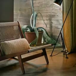 ZHome Designer Balcony Leisure Chair Solid Wood Retro Chair Nordic Living Room Rope Braided Solitary Wind Single Sofa Floor Chai