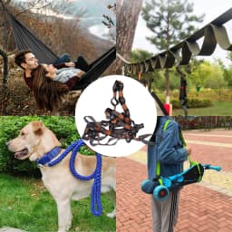 2PCS 3M Hammock Straps Extra Strong Lightweight Rope and 600lbs Breaking Strength Non-Stretch 12KN Carabiner