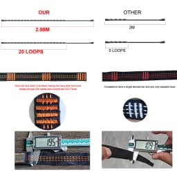 2PCS 3M Hammock Straps Extra Strong Lightweight Rope and 600lbs Breaking Strength Non-Stretch 12KN Carabiner