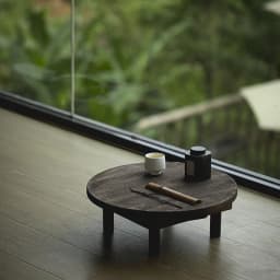 Teak coffee table small round table tatami bay window tea table folding portable