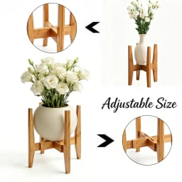 Adjustable Wooden Plant Stand、Bonsai Stand、Home Decor Flower Pot Stand for Living Rooms、Balconies and Gardens With Non-Slip Pad