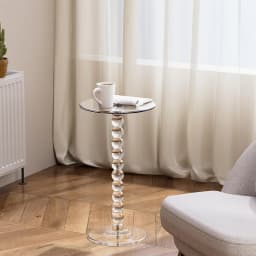 Clear Acrylic Side Table, Modern Round Gourd-Shaped Coffee Table, Minimalist Transparent End Table for Living, Lucite Nightstand