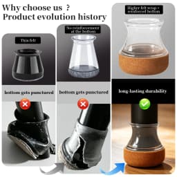 16PCS Chair Leg Protectors with Diagonal Thick TPE Pads Silicone Floor Felt Foot Cover for Hardwood Noise Resistance Furniture
