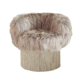 ◌a Bespoky Handcrafted Living Room Swivel Fringe Armchair Hotel Villa Fur Tassel Accent Single Sofa Chair for Interior