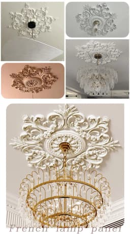 PU French parquet combination light panel non-gypsum ceiling decorative material hollow engraved lamp holder PU light luxury cre