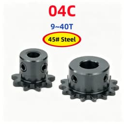 04C Chain Sprocket Wheel 45# Steel 9~40 Teeth Chain Drive Sprocket Wheel Bore 5/6/6.35/8/10/12/12.7/15/16/17/18/19/20mm
