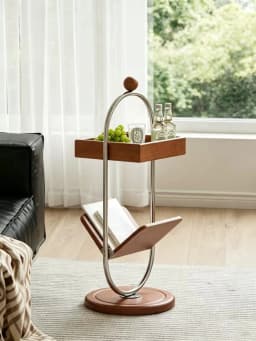 Creative Mini Simple Coffee Table Household Medieval Solid Wood Storage Magazine Rack Space-Saving Multi-Functional End Tables