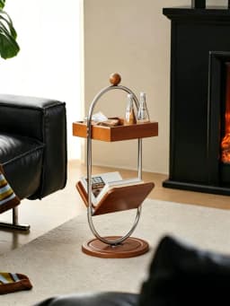 Creative Mini Simple Coffee Table Household Medieval Solid Wood Storage Magazine Rack Space-Saving Multi-Functional End Tables