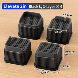 Furniture Riser Heavy Duty 500kg Capacity, PP Plastic Bed Sofa Leg Riser 1-4 Inch Height Extender Non Slip, Black White Brown
