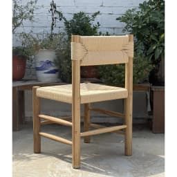 Solid Wood Rattan Dining Chair for Home, Mid-Century Modern Desk Seat for Study, Vintage Designer Armchair for Cafe Homestay