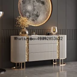 HH 88.Italian porch cabinet light luxury dining side cabinet solid wood entry shoe cabinet villa living room
