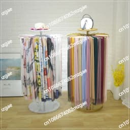 Wrought iron scarf shelf, silk scarf display rack, floor-to-ceiling clothing store hanging fabric shawl display shelf, round.