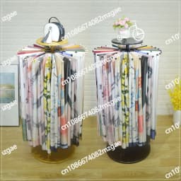 Wrought iron scarf shelf, silk scarf display rack, floor-to-ceiling clothing store hanging fabric shawl display shelf, round.