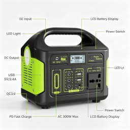 300W Portable Power Station 204.8Wh Solar Generator Compact Outdoor Emergency Power Supply For Camping RV Trip