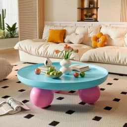 2025 French Cream Round Coffee Table Simple Modern Dopamine Living Room Home Creative Coffee Table