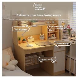 Desk Bookshelf Integrated Writing Desk with Bookcase for Bedroom Home Office Student Workbench