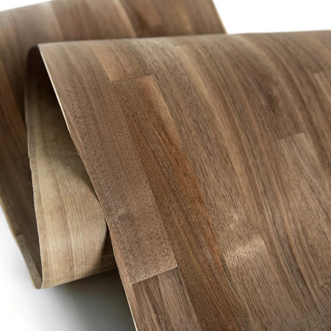 40x250cm Handcrafted Natural Black Walnut Wood Veneer With Checkered Joint Design for Furniture Renovation & Interior Decoration