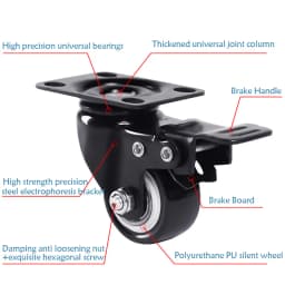 1.5-5 Inch Polyurethane Swivel Caster M6/M8-M12 Screw For Furniture Wheel Caster Wheels 360° Caster Wheel Industrial With Brake
