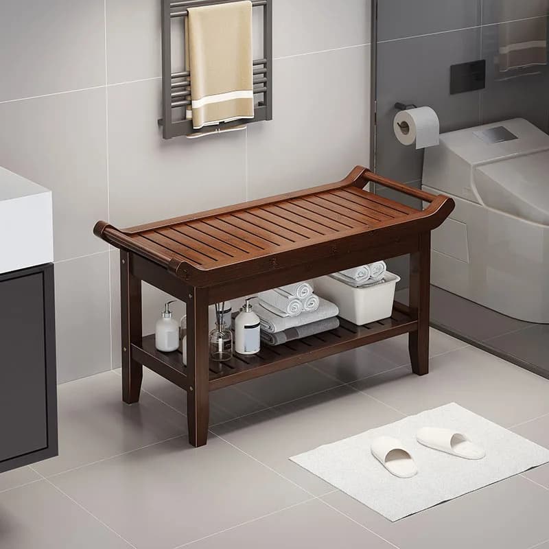 Waterproof Mold-proof Shower Bench Anti-Slip Sturdy Adults SPA Relaxing Bath Stool Multi-functional Shoe Changing Stool Cabinet