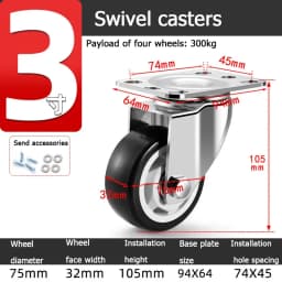 304 Stainless Steel Swivel Casters Silent Wheels 1.5/2/3/4/5 Inch Load-Bearing Hand Truck Small Wheels Pulley Flatbed Cart